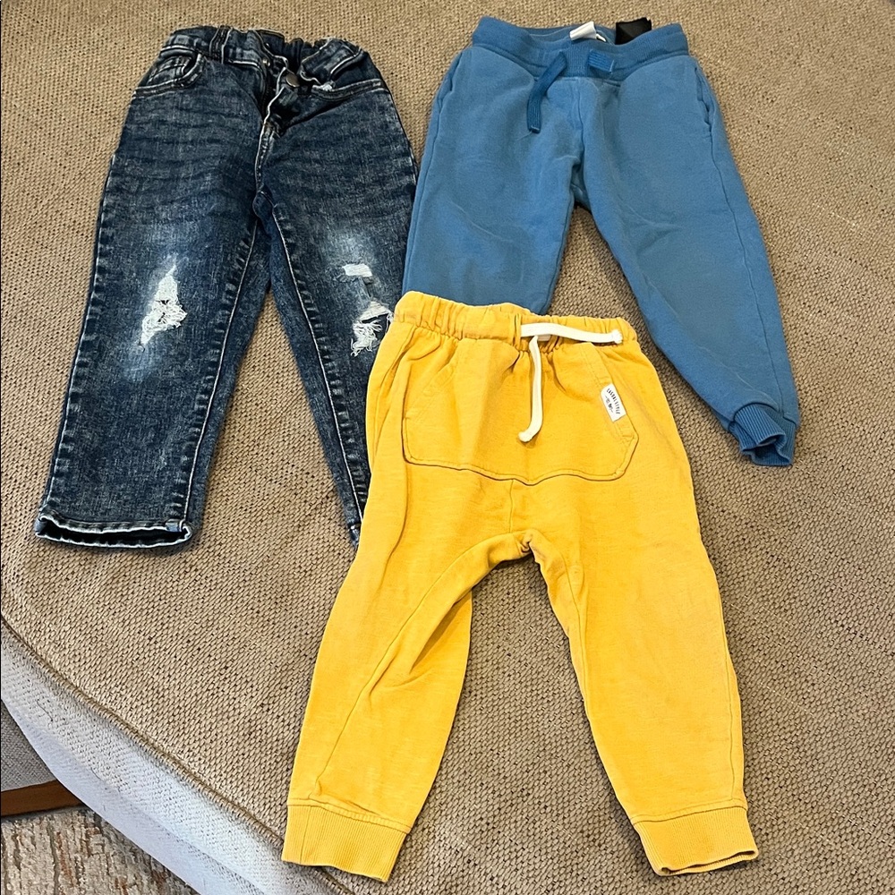 Stylish Kids Bottoms Set - Blue, Mustard, and Denim